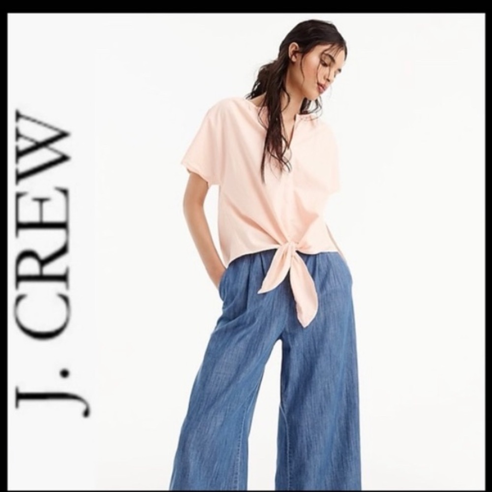 J crew front tie back button top